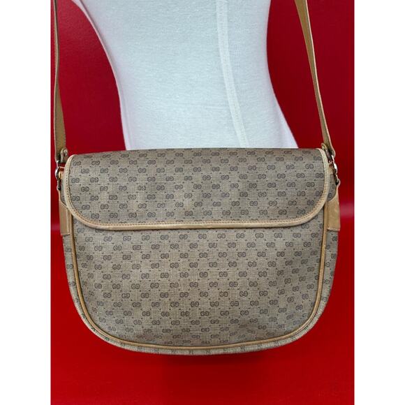 Gucci Vintage Micro GG Monogram Shoulder Cross Body Leather Canvas Bag - Picture 4 of 16